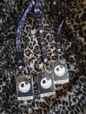 Bioworld Purple Jack Skellington LED Light-Up Kids Lanyard with Badge Holder